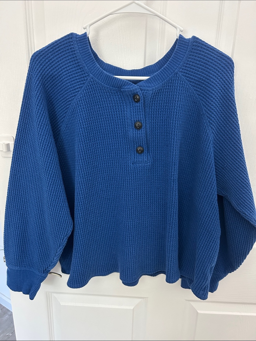 Old Navy Royal Blue Waffle-Knit Henley Sweater